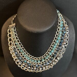 Silver and Blue Multi-Strand Necklace
